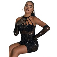 Subblime Black Mesh Dress with Glitter - Unique Style