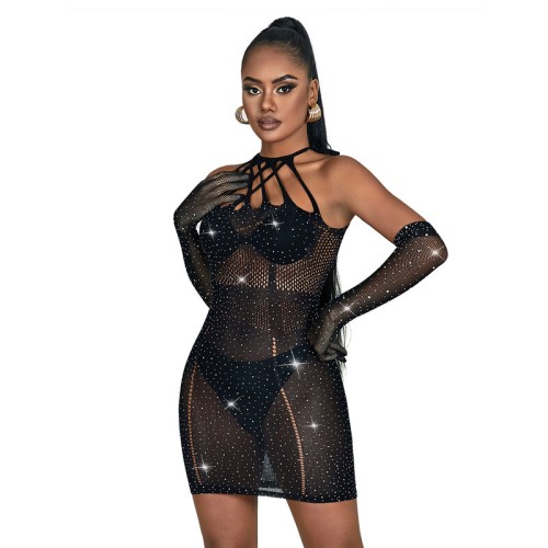 Subblime Black Mesh Dress with Glitter - Unique Style