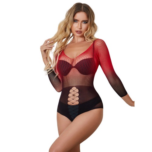 Subblime Elastic Mesh Dress Long Sleeve Red Gradient