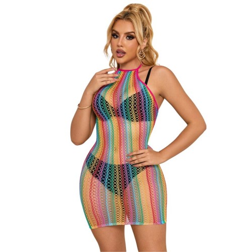Sublime Vestido De Rejilla Arcoiris Talla Única