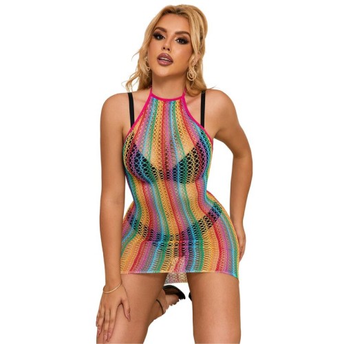 Sublime Vestido De Rejilla Arcoiris Talla Única