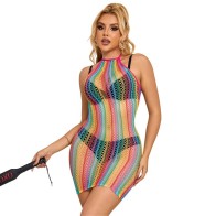 Sublime Vestido De Rejilla Arcoiris Talla Única