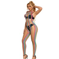 Vestido De Rejilla Cuello Halter Arcoiris
