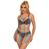 Subblime Vestido De Rejilla Hombros Descubiertos Arcoiris - Talla Única