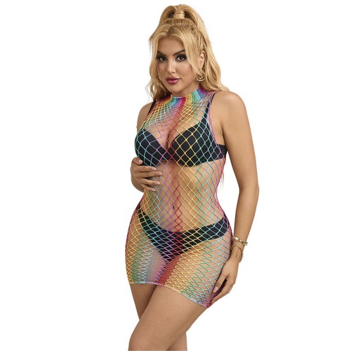 Sublime Sleeveless Mesh Dress Rainbow