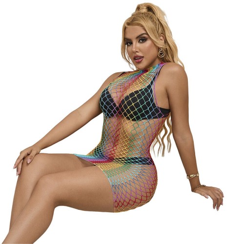 Vestido De Rejilla Sin Mangas Arcoiris Sublime