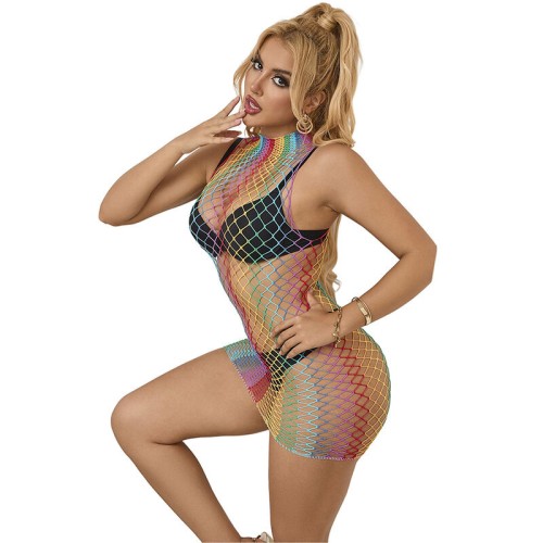 Vestido De Rejilla Sin Mangas Arcoiris Sublime