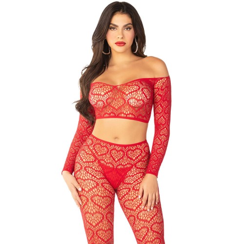 Leg Avenue - Crop Top + Medias Rojo Talla única