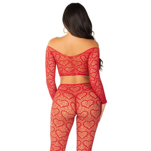 Leg Avenue - Crop Top + Medias Rojo Talla única