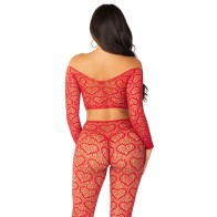 Leg Avenue - Crop Top + Medias Rojo Talla única