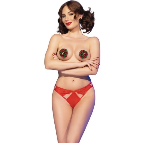 Chilirose CR 4839 Set Navideño - Pezoneras y Panties Rojas
