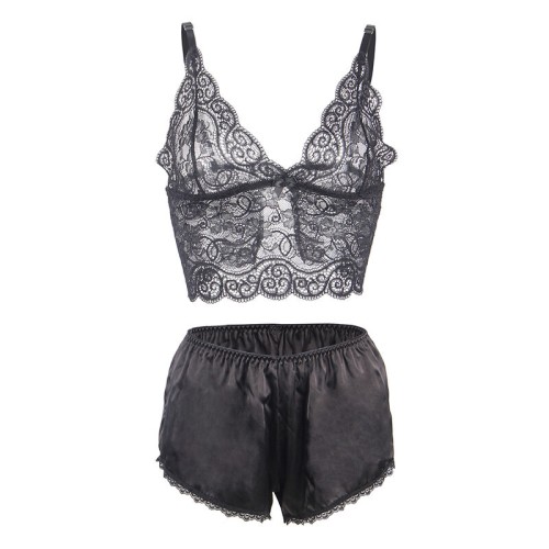Subblime 953911 Set 3 Piezas Encaje Y Saten Negro S/M