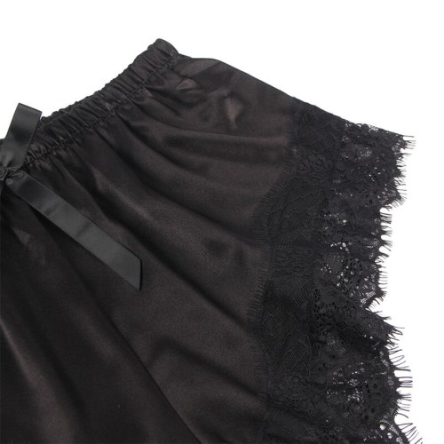 Subblime 953942 Satin and Lace Sexy Pajamas Black L/XL
