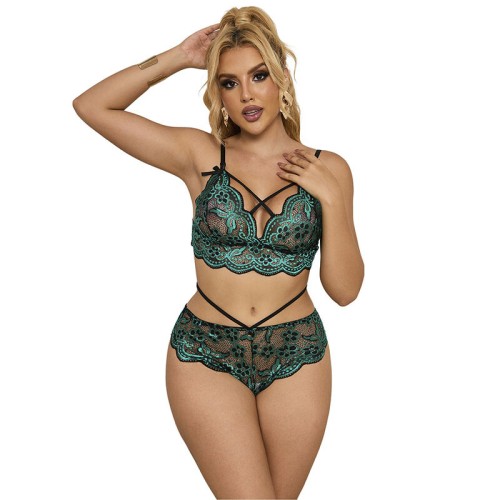 Conjunto Sujetador + Panties Encaje Verde L/XL Sublime