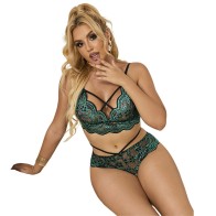 Conjunto Sujetador + Panties Encaje Verde L/XL Sublime