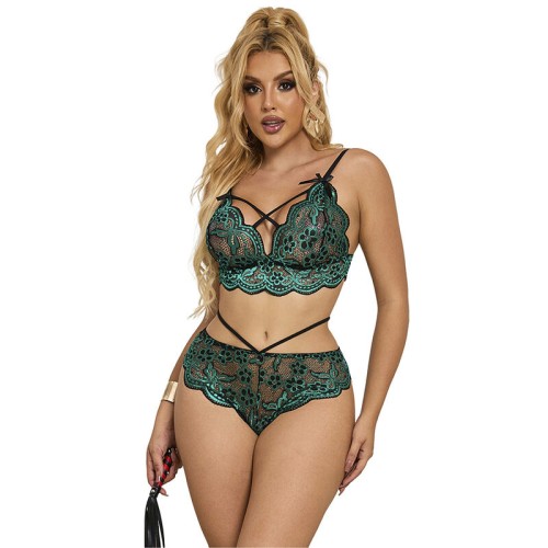 Conjunto Sujetador + Panties Encaje Verde L/XL Sublime