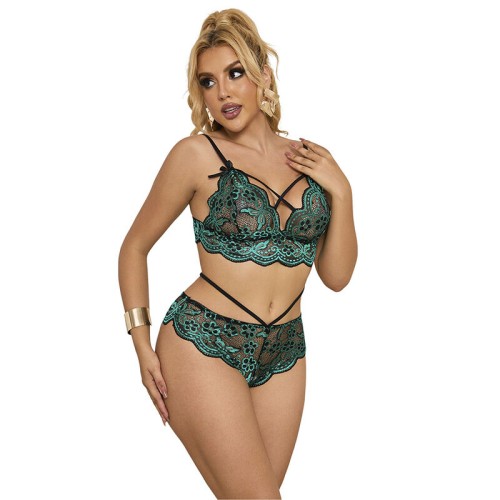 Conjunto Sujetador + Panties Encaje Verde L/XL Sublime