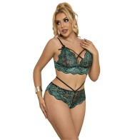 Conjunto Sujetador + Panties Encaje Verde L/XL Sublime
