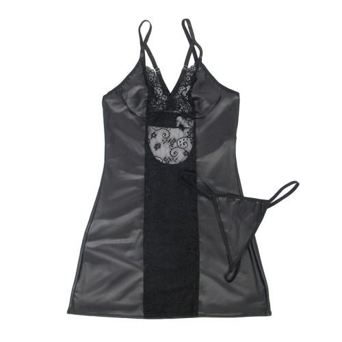 Sublime Leather Dress and Thong Black L/XL