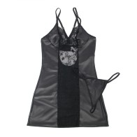 Sublime Leather Dress and Thong Black L/XL