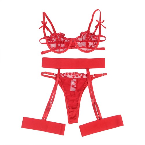 Subblime 954338 Sujetador Tanga Ligueros Corazones Rojos
