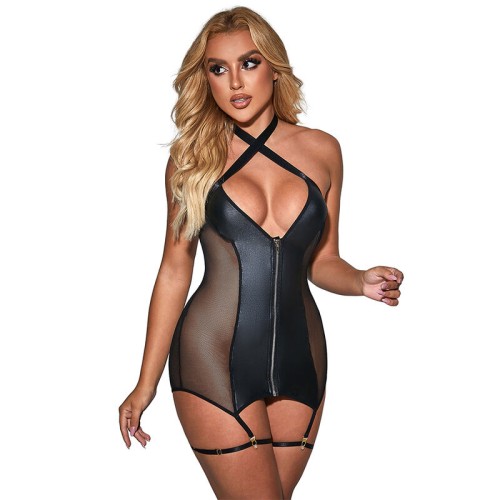 Sublime Sexy Mesh Leather Dress for Irresistible Looks