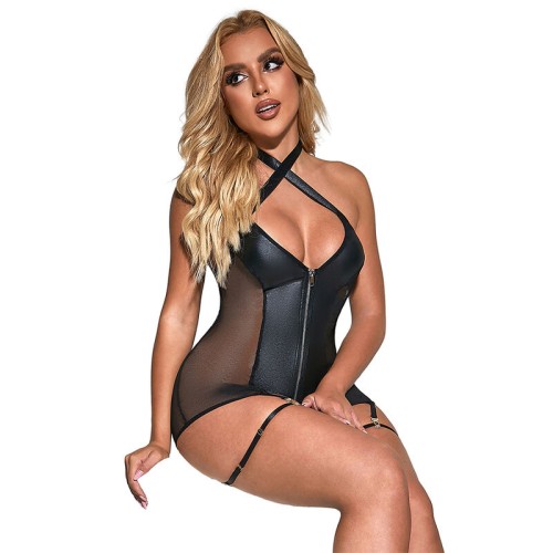 Subblime Vestido Sexy De Rejilla Cuero Para Lucir Irresistible