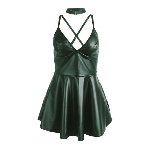 Subblime - 955441 Vestido Con Tirantes De Cuero Verde L/XL