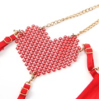 Subblime Red Heart Mesh Bra Set