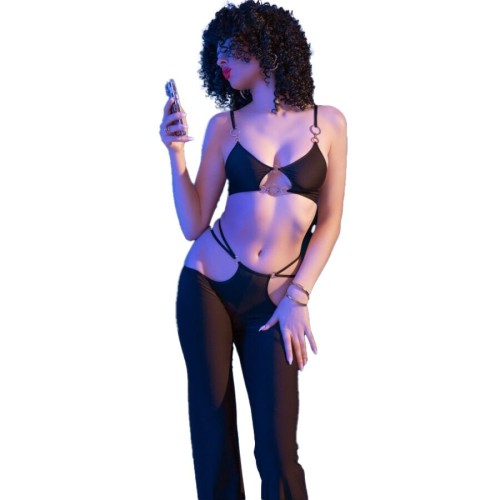 Chilirose Elegant Black Top and Leggings Set