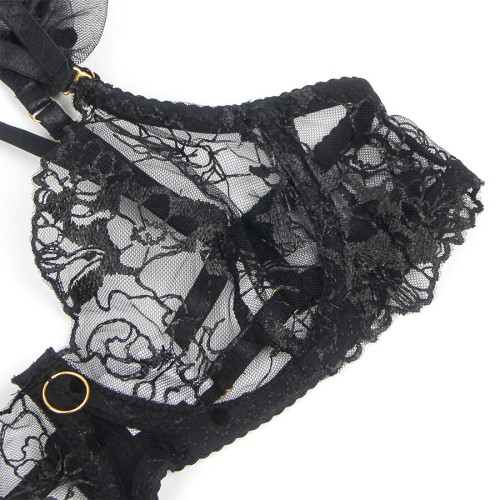 Subblime Conjunto Sujetador Y Liga De Encaje Negro L/XL para Éxito Sensual