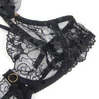 Subblime Conjunto Sujetador Y Liga De Encaje Negro L/XL para Éxito Sensual