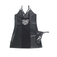 Subblime Black Faux Leather Floral Lace Dress - Elegance and Seductiveness
