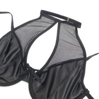 Subblime Black Leather Bra and Skirt Set for Daring Elegance