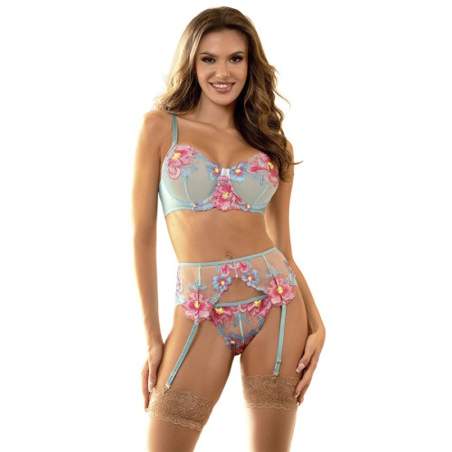 Subblime Floral Bra and Garter Set for Elegant Seduction