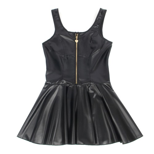 Black Leather Heart Zip Dress L/XL SEXY