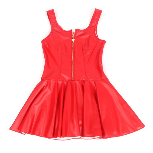 Subblime Red Leather Dress with Heart Zipper