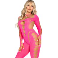 Leg Avenue Pink Bodystocking Open Back One Size