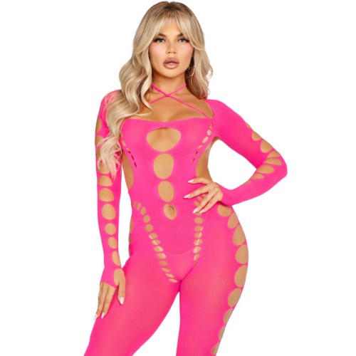 Leg Avenue Pink Bodystocking Open Back One Size