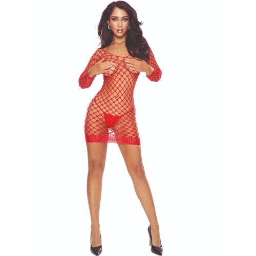 Passion BS108 Red Fishnet Bodystocking