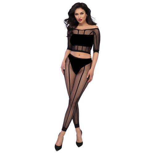 Chilirose CR 4647 Seamless Top & Leggings Set in Black