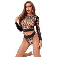 Sublime 2-Piece Fishnet Set Black