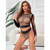 Sublime 2-Piece Fishnet Set Black