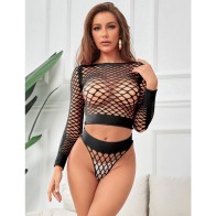 Sublime 2-Piece Fishnet Set Black