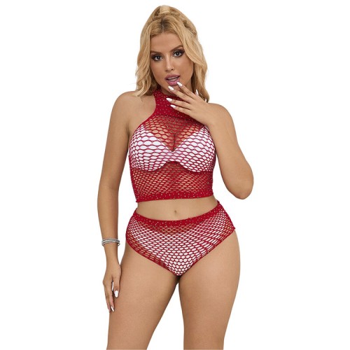 Sublime Red Lace Diamond Set One Size