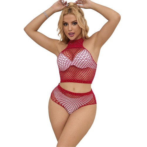 Sublime Red Lace Diamond Set One Size