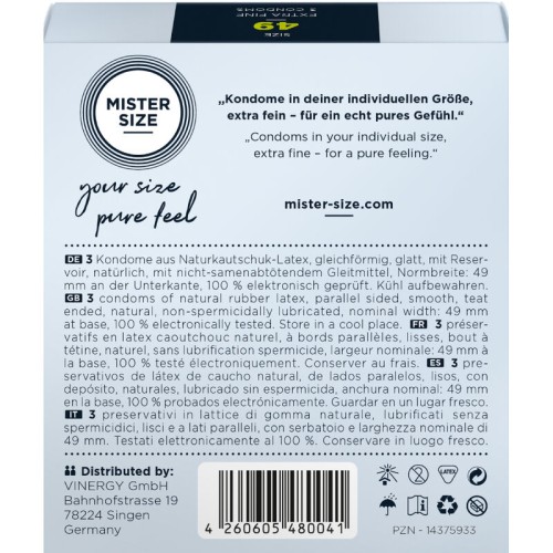 Preservativos Mister Size S Ajuste Óptimo para Placer