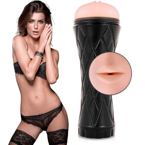Realistic Mouth Masturbator with Textured Sleeve
