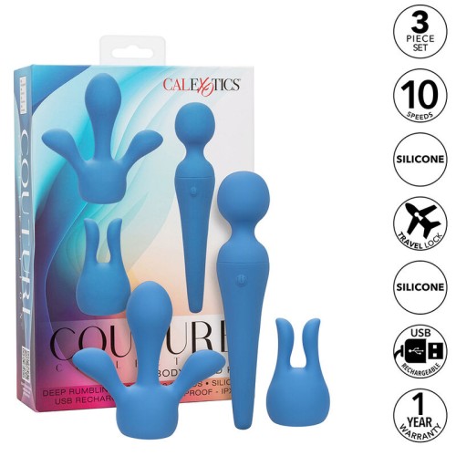 Couture Wand Vibrator Kit with 10 Vibrations Blue