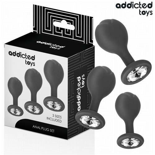 Set of 3 Anal Silicone Plugs with Gem - Addicted Toys